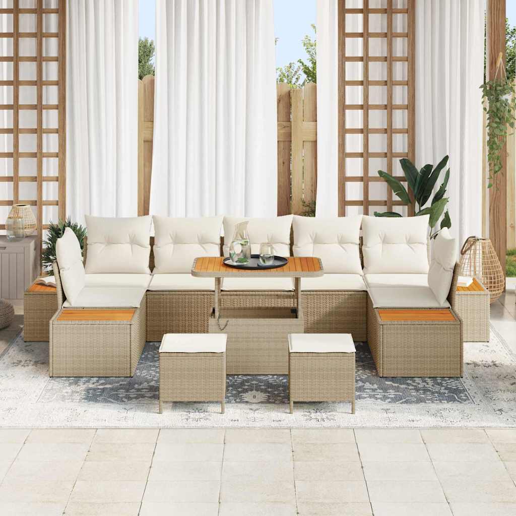 Garten-Sofa-Set 10 pcs Beige und Creme 90 x 55 x 71 cm